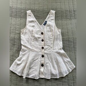 ModCloth linen blend sleeveless peplum top